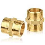 2 Stück Doppelnippel 1 Zoll,Messing Außengewinde(Ø 32.5mm),Doppelnippel Sechskant 1',Verbindungsstück 2 x AG aus...