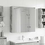 Nqyjm Badezimmerspiegelschrank Beton Grau 70 x 14,5 x 70 cm Spiegelschrank Bad hängend, Badschrank, platzsparender Hängeschrank ohne...