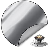 FLASLD 96 cm runde Feuerschalenmatte zum Schutz von Terrassen- und Rasenflächen, Hitzeschutz unter Grillmatte und Kaminteppichen