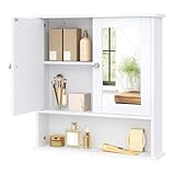 EUGAD Spiegelschrank für Badzimmer Gästetoilette Wohnung Hotel, Badschrank hängend, mit Verstellbarer Ablage, mit magnetischer Tür,...