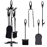 4MWOOD.CO Amagabeli 5-Teiliges 64-cm-Kaminbesteckset - Kaminbesteck Schwarz – Holzofen Zubehör – Kamin Zubehör Innen –...