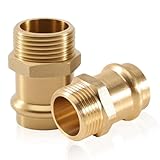 2 Stück Kupfer Übergangs Pressfitting, Pressfitting Muffe 15 mm x 1/2' AG, mit 1/2' Außengewinde, Press fitting für Trinkwasser &...