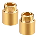 2 Stück Messing Hahnverlängerung 1/2 Zoll x 25 mm, DN15 Gewindeverlängerung, 1/2' IG x 1/2' AG, 25MM Messing Verlängerung Fitting,...