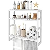 Bamworld Badezimmer Regal Badmöbel Bambus 3 Etagen Organizer Badezimmermöbel Für die Wand Platzsparend Modern...