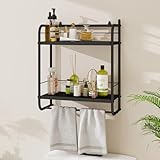 HDANI 2-Stufiges Wandregal Metall,Schweberegal mit 2 verstellbaren Regalböden,Duschablage für Badezimmer, Schlafzimmer, Wohnzimmer,...