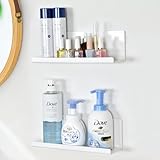 Toski Wandregal Ohne Bohren, Regal Wand Acryl 2 Stück, Schweberegal Weiss 30cm, Küchenregal Hängend zum Kleben, Schwebendes...