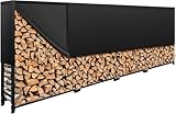 WIELS® Brennholzregal außen 400x25x115cm, Kaminholzregal Metall + Abdeckung, Kaminholzunterstand 1400kg Wasserdichter Holzlager...