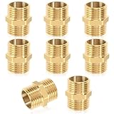 Doppelnippel 1/2 Zoll (Ø 20mm), 8 Stück Messing Außengewinde Doppelnippel Sechskant 1/2',Messing Gewindefitting Fittings für...