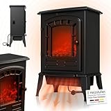Juskys Elektrokamin 2000 W – Schwarz, elektrischer Standkamin mit Flammeneffekt, 2 Heizstufen, Thermostat & Sicherheitsabschaltung...