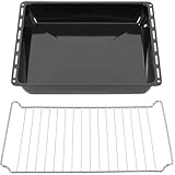 ICQN Backblech & Gitter Set 422 × 370 × 45 mm, Kompatibel mit Electrolux, AEG, IKEA, Zanussi & Juno, Emaillierte Backbleche für...