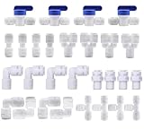 HUAZIZ 28 Stück Kühlschrankschlauch Wasserzulaufleitung Anschluss-Set, RO Water Filter Fitting,für 1/4 Zoll Schlauch,...