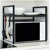 osoltus Küchenregal verstellbar L.40-60 cm x T. 36cm x H. 46cm schwarz | Mikrowellenregal anpassbar in Länge und Höhe