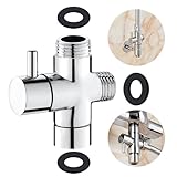 Rusee 3 Wege Umschaltventil G 1/2 Zoll Ventil Umschaltventil Messing Massiv Dusche Adapter Brause Ersatzteil Chrom poliert