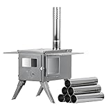 CampFeuer Edelstahl Zeltofen | 51,5 x 42 x 216 cm | silber | Tragbarer Holzofen für Camping, Outdoor, Zelt | Zeltheizung Camping,...