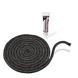LANZZAS Kamin- & Ofendichtschnur - Ø 6 mm, Länge: 2 m - Glasband für Kamintüren - hitzebeständig bis 550°C - mit feuerfestem...