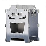 OneTigris ROCUBOID Holzofen Tragbarer Campingofen aus Edelstahl Camping Kocher Alkohol Ofen für Wandern Bushkraft Trekking Outdoor...