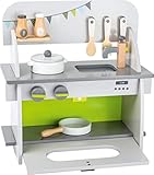 small foot Kinderküche 'Kompakt' aus Holz, mit Backofen, Drehknöpfen, Topf, Pfanne und Küchenhelfer, ab 3 Jahren, 11158, 36 x 17 x...