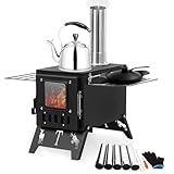 yoakaiax Camping Zeltofen Holzofen Tragbare Holzöfen Zeltofen für Heizung Faltbar Camping Brenner inklusive Rohre 1 Set