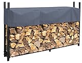 QUICK STAR Metall Kaminholzregal Anthrazit 200 x 25 x 115 cm Garten Kaminholzunterstand 0,8 m³ / 1,3 SRM Stapelhilfe mit Schutzhülle...