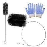 Reinigungsbürste Set mit 2m Ofenrohrbürste + Stahlborsten + Griffhandschuhe, Schornsteinfeger Bürste Kaminbesen Rohrbürste...