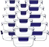 Meal Prep Boxen Glas, Glasdosen mit Deckel Set, Frischhaltedosen Glas mit Auslaufsicherer Verschlussdeckel, für Mikrowellen-,...