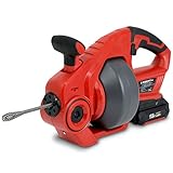 EBERTH Rohrreinigungsmaschine, Elektrisch, Rohrreinigungsgerät mit 18V 2Ah Akku, verzinkte Spirale mit 560 U/min, Spiraldurchmesser...