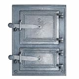 Ofentür Gusseisen 34 x 26 cm Doppelt - Revisionstür für Holzofen, Backofen, Pizzaofen & Räucherofen Massive Grauguss Ofentür -...