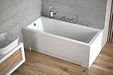 BADLAND Badewanne Original Weiß Acryl Wanne Rechteck MODERN 120x70 KOMPLETTSET SET + Füßen und Exklusive Chrom Automatik...