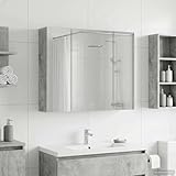 Nqyjm Badezimmerspiegelschrank Beton Grau 60 x 14,5 x 50 cm Spiegelschrank Bad hängend, Badschrank, platzsparender Hängeschrank ohne...