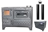 Giesty® Outdoor-Küchenofen Terrassenofen, Holzofen mit Holz und Holzkohle, Garten-Kamin, Outdoor-Küchenherd, Kuzine Soba (Glastür+2...