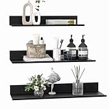 Wisfame Wandregal Metall 3er Set, Schweberegal Schwarz Ohne Bohren, Badezimmer Regal Duschablage Wasserdicht, Modern Wandboard für...