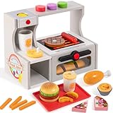 Atoylink Kinderküche Holz Spielküche Küchenzubehör mit Pizza Ofen Lebensmittel Spielzeug, Einkaufsladen Zubehör Holz Rollenspiele...