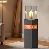 4 IN 1 Windlicht Säule Hoch 89CM Standkamin Groß Windlichter Terrasse Tischkamin Indoor Tischfeuer Outdoor Feuersäule Deko...