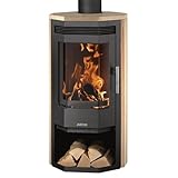 Justus Usedom 5 Kaminofen Stahl Schwarz mit Sandsteinverkleidung 5,5 kW Nennleistung Prismaglas Scheibenspülung Holzfach Bauart 1...