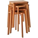 IBUYKE 4er Set Esszimmerhocker, Holzstapelstuhl mit Rutschfester Matte, Stapelhocker für Klassenzimmer, Ihrer Küche, Ihrem Speise-...