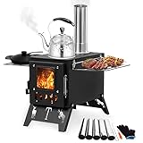 Makamsui Tragbarer Faltbarer Holzofen Campingkocher, Heißer Zelt-Herd für Außenheizung & Kochen, Eisfischen, Jagen, Camping...