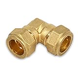 Messing-Klemmverschraubung für Kupferrohre, 90° Winkel, 15-15mm