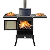 SUONTY Tragbarer Holzofen Zeltofen, Klappbarer Outdoor Camping Kamin, Zelt mit Schornsteinrohre Campingofen Werkstattofen Outdoor...