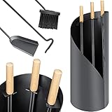 KESSER® Kaminbesteck Set 4-teiliges Kaminzubehör - Modern Design, beschichtet, Hochwertige Kamingarnitur aus 4 Teilen: Besen,...