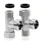 PWGHWG 2 Stück Eckventil 3/8 T Stück 1/2 Zoll WC Anschluss Set, 3 Wege Verbindungsventil Umstellventil, Wasseranschluss T-Stück...