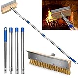 IDUNSEED 84cm-168cm Abnehmbare Kupferdrahtbürste Pizzaofen-Bürste mit Schaber,25cm Breite 4 cm Hohe Messingbesen zum Reinigen von...