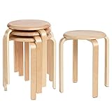 IBUYKE 4er Set Esszimmerhocker, Holzstapelstuhl mit Rutschfester Matte, Stapelhocker für Klassenzimmer, Ihrer Küche, Ihrem Speise-...