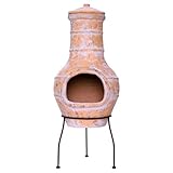 Terrassenofen Gartenkamin Terracotta 85 cm Gartenofen Stahlgestell Feueröffnung20x15 cm Schlotöffnung 26x15 cm robust 19,5 kg...