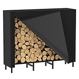 CADUKE 1,2 m Kaminholzregal für den Außenbereich mit Abdeckung, Kaminholzregal für Kamin, Brennholz, Lagerregal, Robustes...