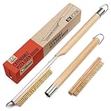 Chef Pomodoro Pizzaofen-Bürste mit Schaber – Verstellbarer Griff (55cm bis 87.7cm), Pizzastein-Bürste, Reinigungsbürste für...