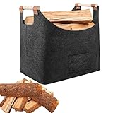 YQBFTC XL Holzkorb für Kaminholz,60L Filzkorb,Groß Kaminholzkorb für Feuer,Brennholzkorb aus Extradickem Filz,Filztasche als...