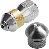 McFilter I Rohrreinigungsdüse für Hochdruckreiniger, starr (3+1 x 0,8 mm - 050) + rotierend (3 x 0,8 mm - 050), Einlass 1/8' IG