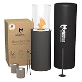 Monster24 runder freistehender Bio-Ethanol Stand-Kamin 80x26x26 cm | schönes Flammenspiel | Bioethanolkamin Outdoor Indoor |...