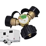 Umsatz 2 Port Adapter QCC1 Anschluss Absperrventil inklusive Indikator für BBQ Grill Campingofen Heizung Verbrauch Kochen im Freien