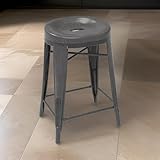 Kochmann Germany Metallhocker (EIN Stück) niedriger Barhocker Tresen Hocker, Stapelhocker Eisen Bistrohocker Holzkohle Weiß Schwarz...